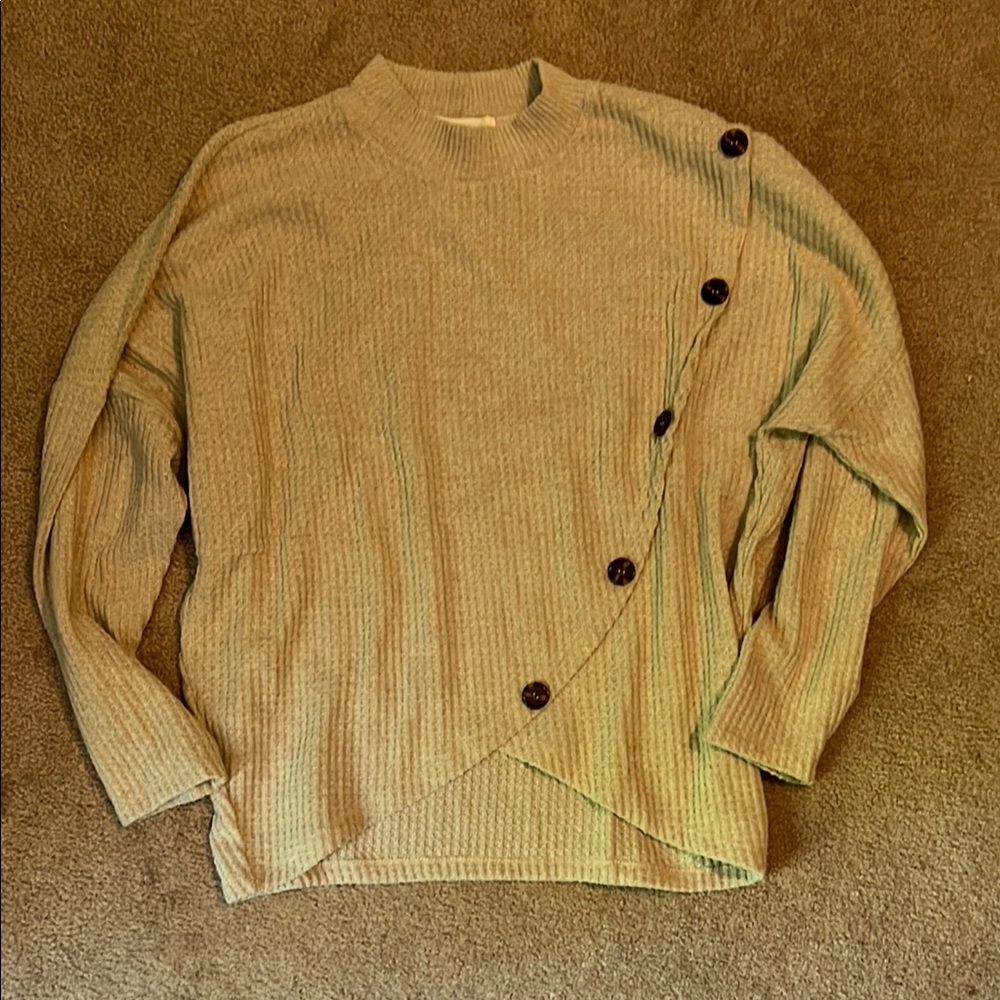 Beige Sweater with Button Detail
